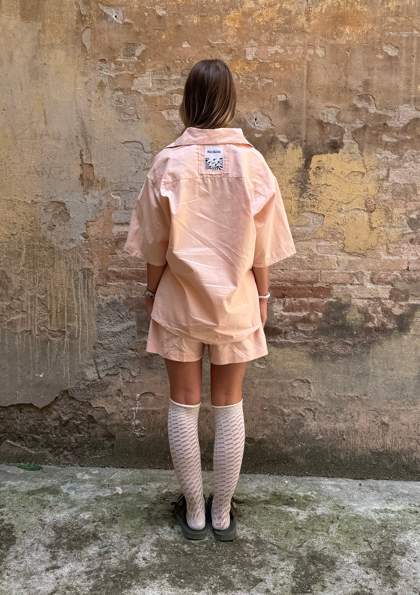 SHORT COTTON PEACH STRIPES PIJAMAS