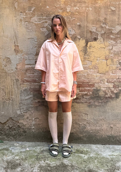 SHORT COTTON PEACH STRIPES PIJAMAS