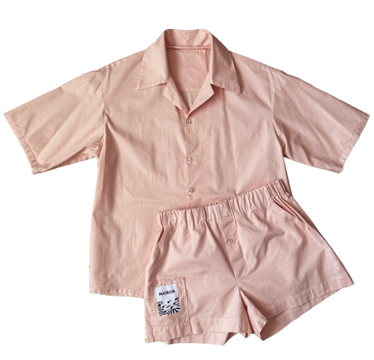 SHORT COTTON PEACH STRIPES PIJAMAS